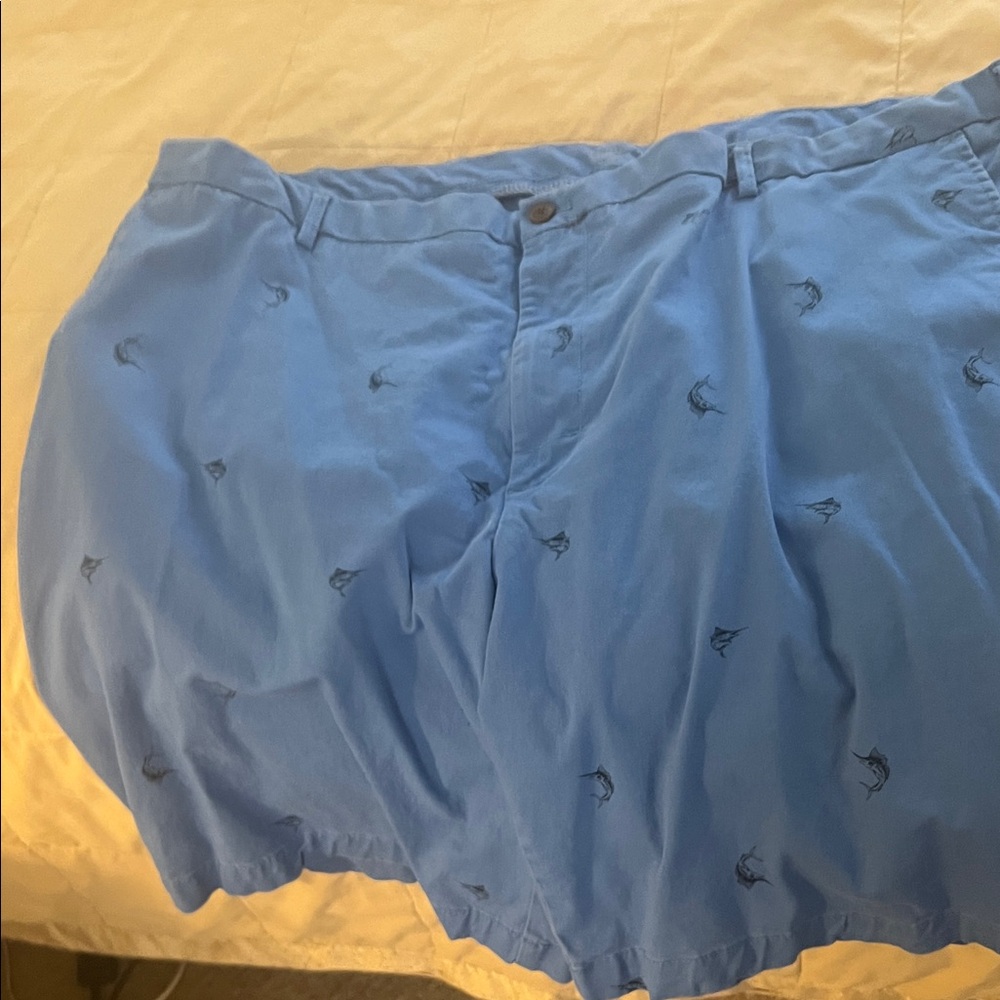 Blue Men's Shorts with Bird Pattern